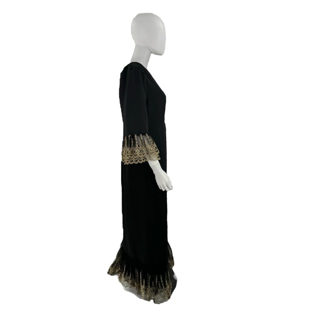 Pomander Place NEW Black Lillith Gold Lace Formal Maxi Dress Size XL - Picture 11 of 12